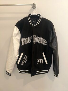 Boohoo Black & White Varsity Bomber Jacket